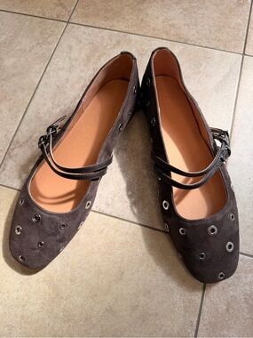 Brand New Madewell Greta Double-Strap Ballet Flat in Dark Carob Size 10
